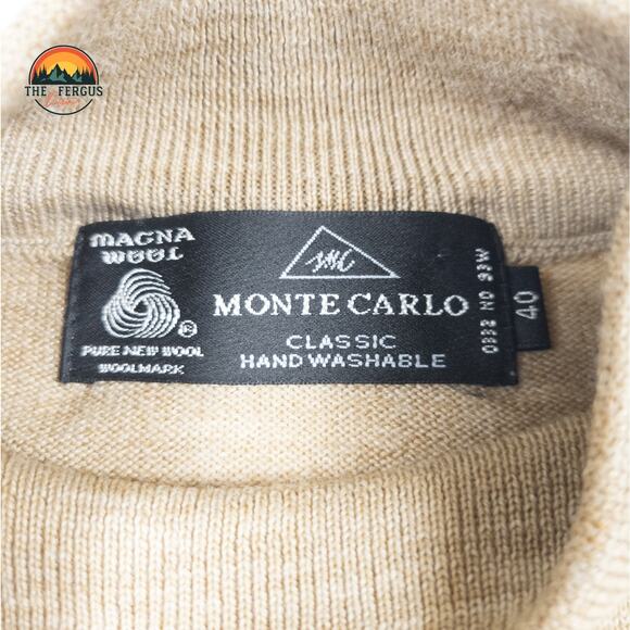Monte Carlo Magna Wool Mock Neck Beige Classic Casual Career Sweater 40 US - Picture 8 of 11